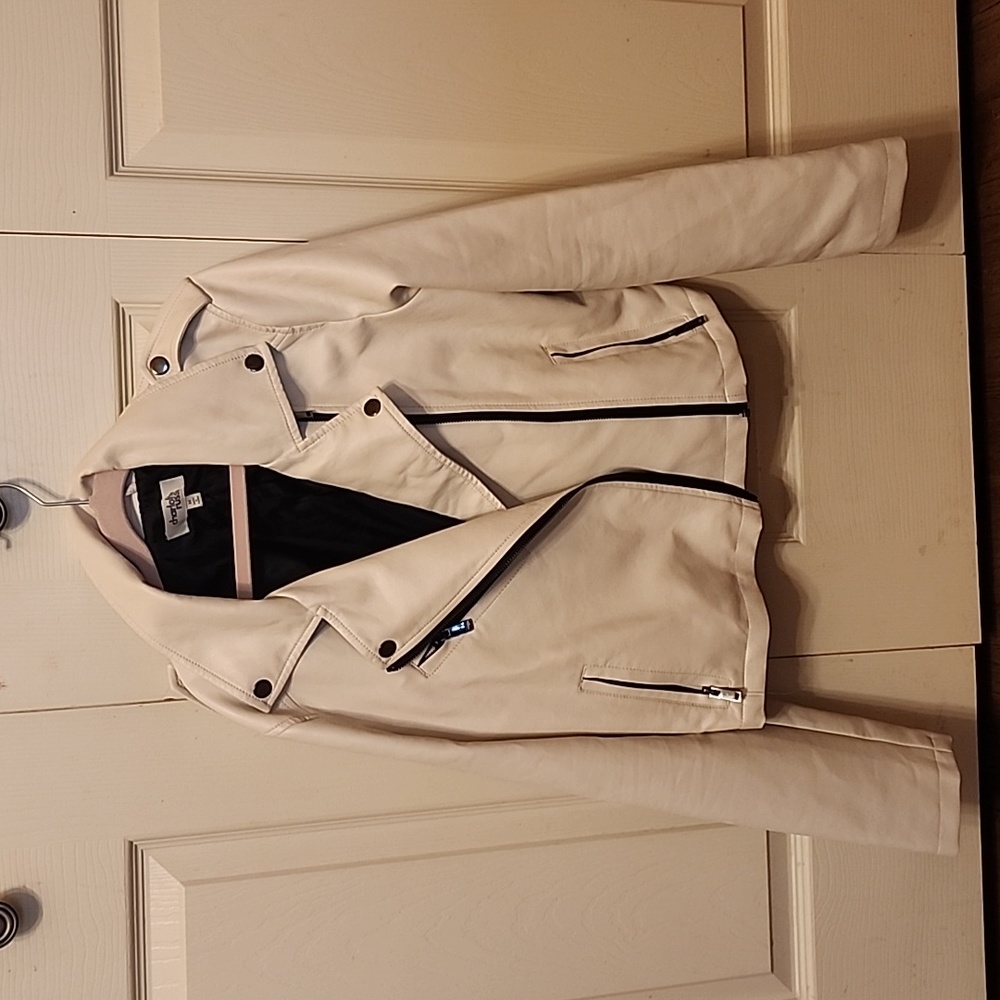 White/off white faux leather jacket